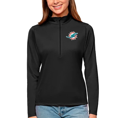 Women's Antigua Black Miami Dolphins Tribute Half-Zip Top