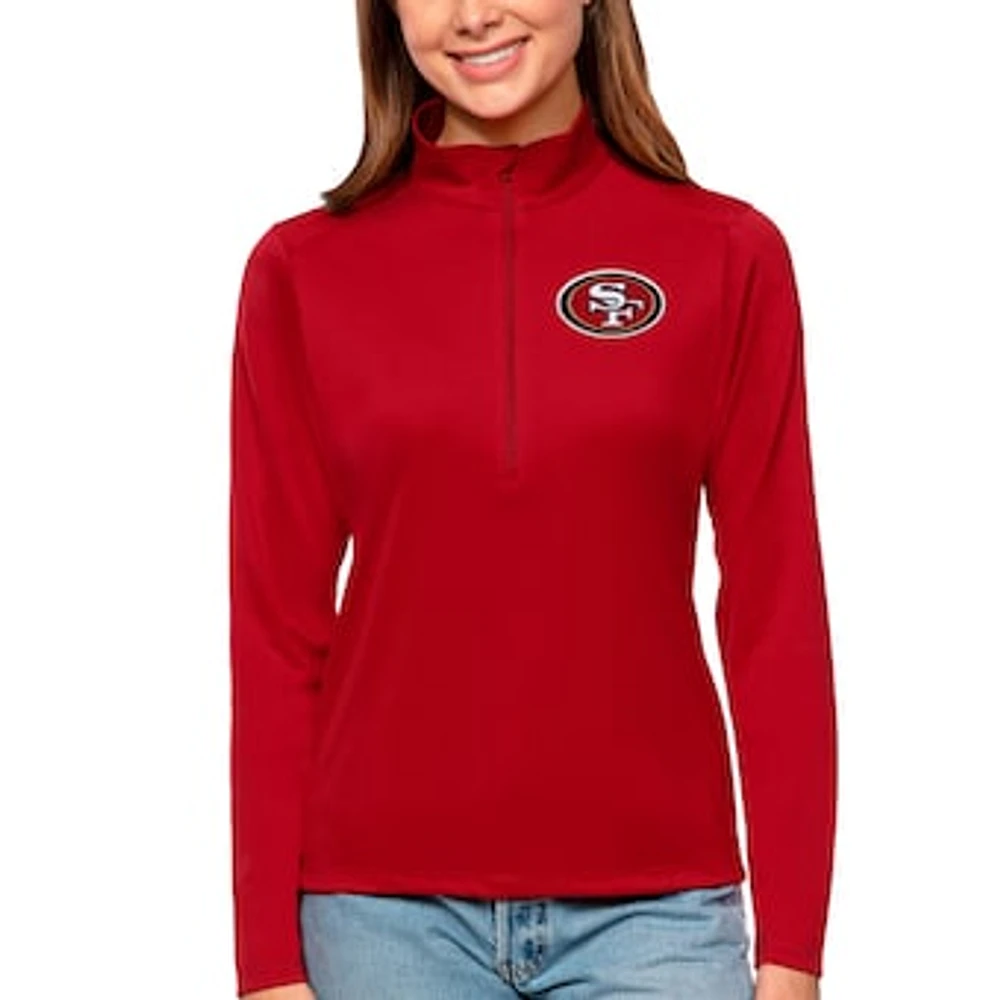 Women's Antigua Scarlet San Francisco 49ers Tribute Half-Zip Top