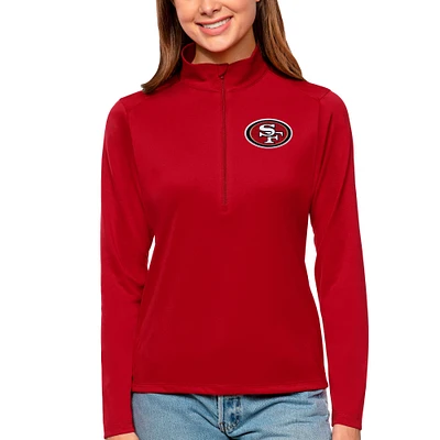 Women's Antigua Scarlet San Francisco 49ers Tribute Half-Zip Top