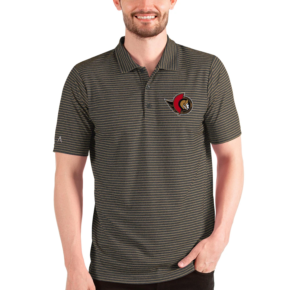 Men's Antigua Heathered Black/Gold Ottawa Senators Esteem Polo