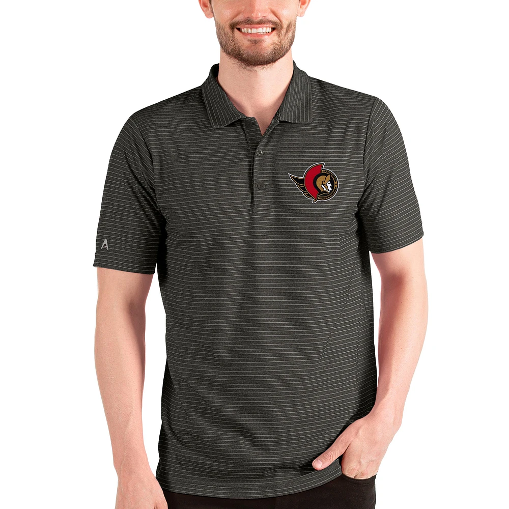 Men's Antigua Heathered Black/Silver Ottawa Senators Esteem Polo