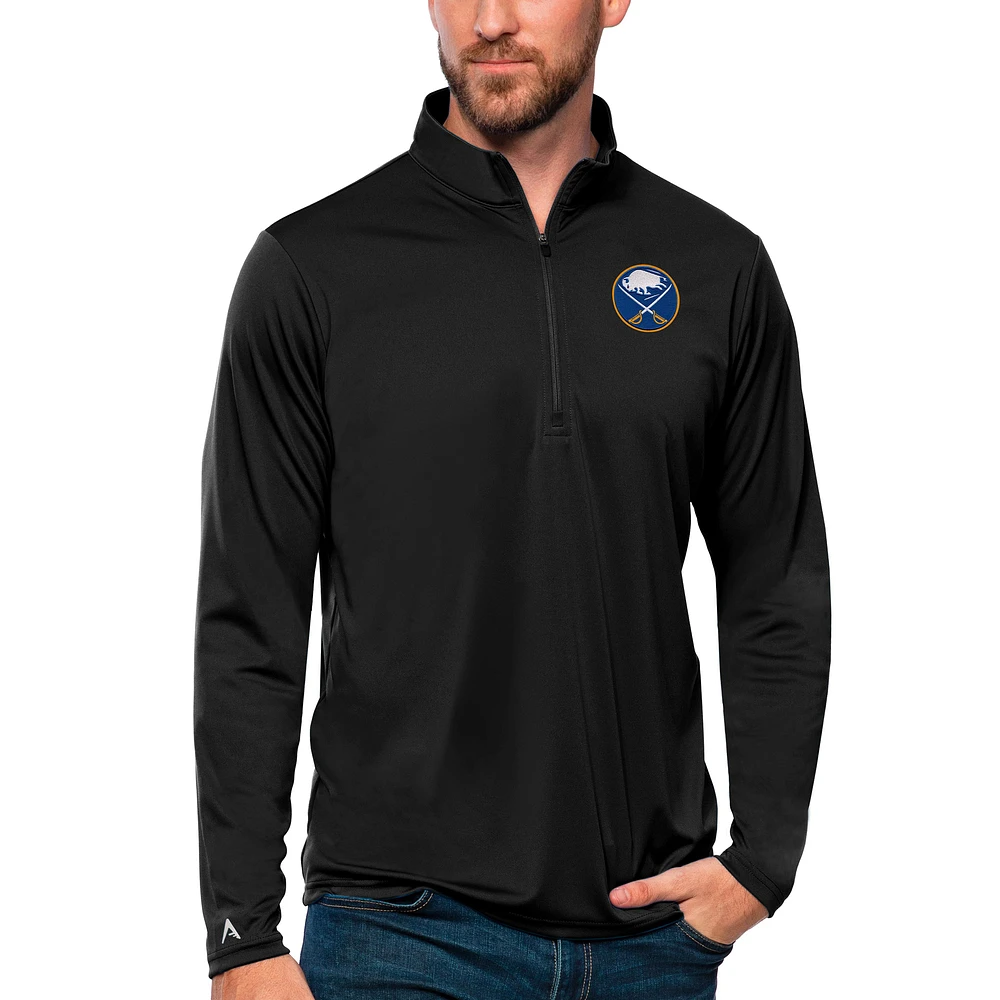 Men's Antigua Black Buffalo Sabres Tribute Quarter-Zip Pullover Top