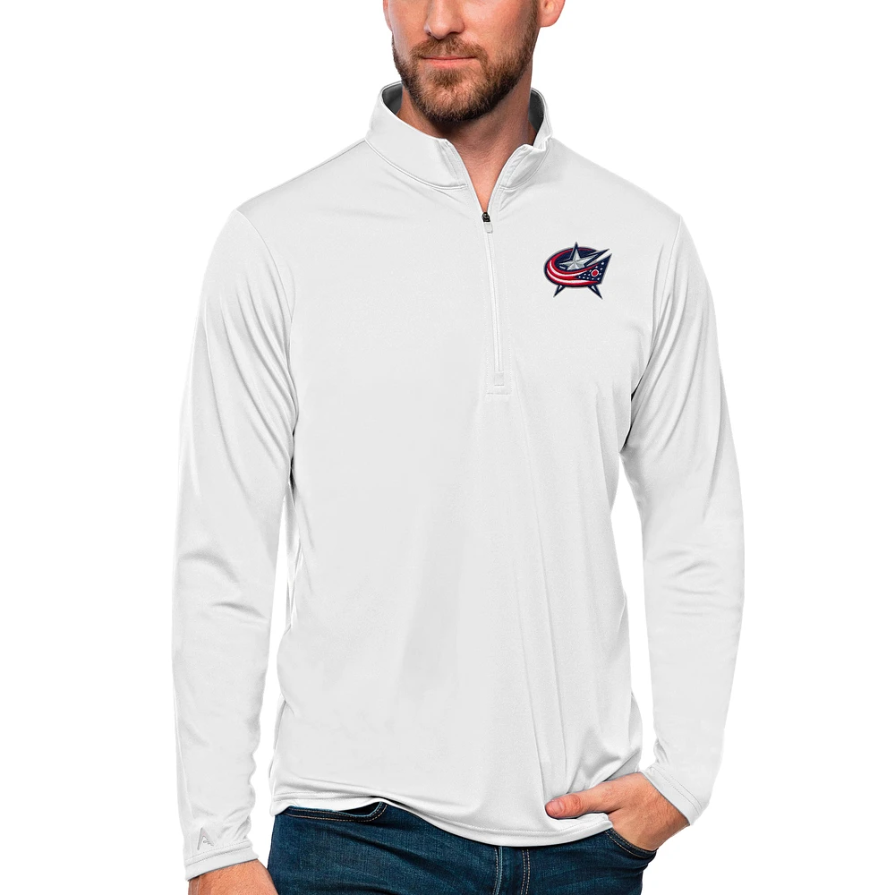 Men's Antigua Columbus Blue Jackets Tribute Quarter-Zip Pullover Top