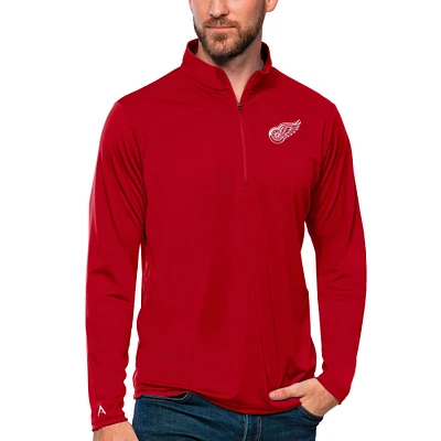 Men's Antigua Red Detroit Wings Tribute Quarter-Zip Pullover Top