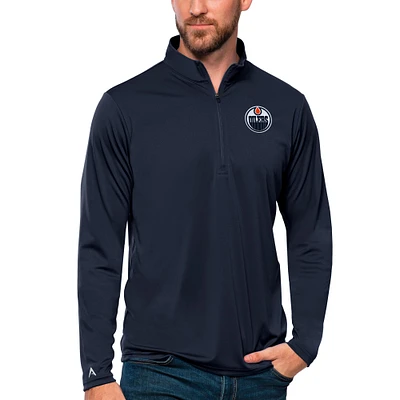 Men's Antigua Navy Edmonton Oilers Tribute Quarter-Zip Pullover Top
