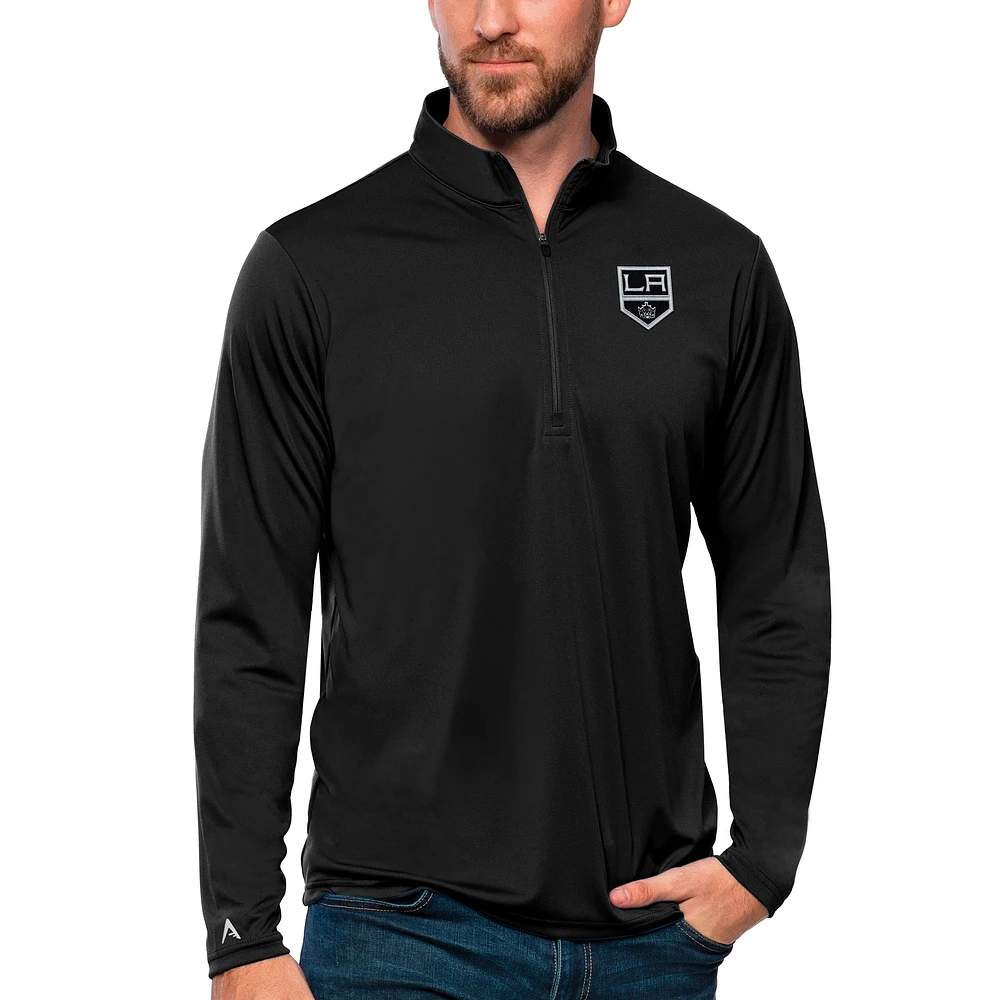 Men's Antigua Black Los Angeles Kings Tribute Quarter-Zip Pullover Top