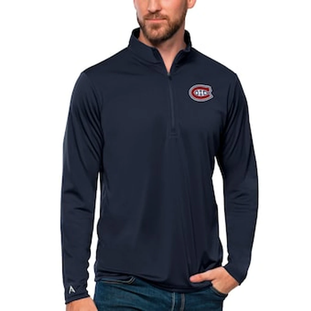 Men's Antigua Navy Montreal Canadiens Tribute Quarter-Zip Pullover Top