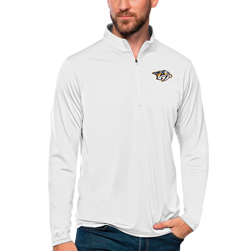 Men's Antigua White Nashville Predators Tribute Quarter-Zip Pullover Top