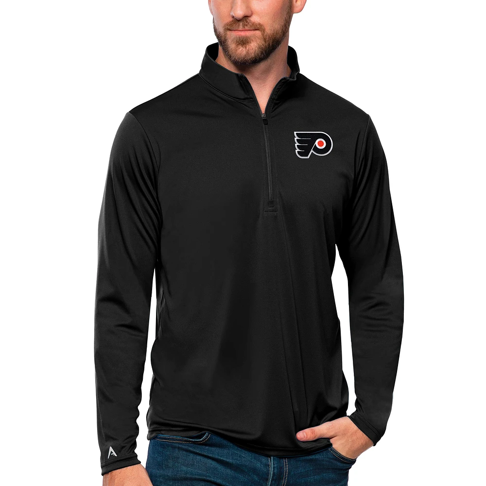 Men's Antigua Black Philadelphia Flyers Tribute Quarter-Zip Pullover Top