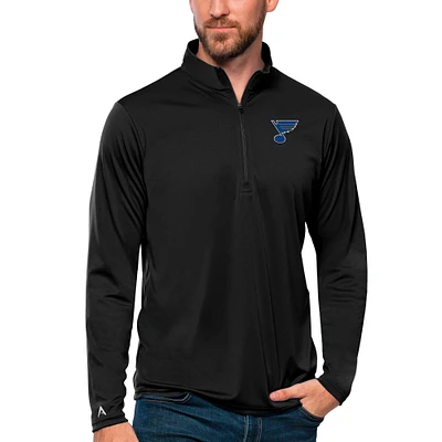 Men's Antigua Black St. Louis Blues Tribute Quarter-Zip Pullover Top