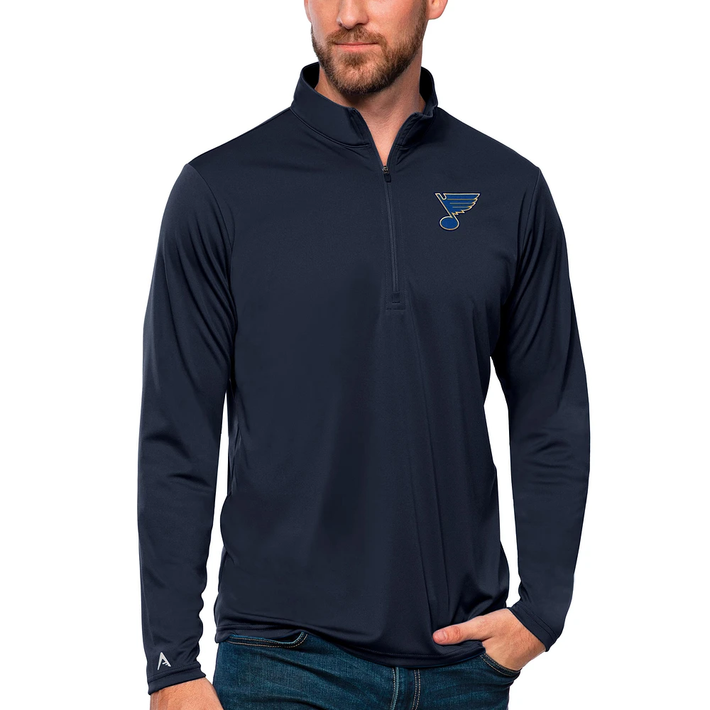 Men's Antigua Navy St. Louis Blues Tribute Quarter-Zip Pullover Top