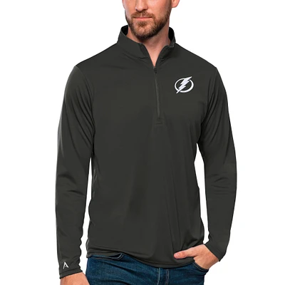 Men's Antigua Charcoal Tampa Bay Lightning Tribute Quarter-Zip Pullover Top