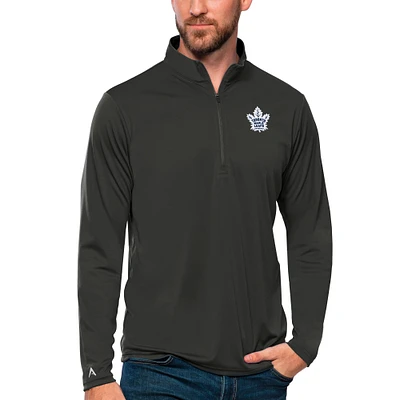 Men's Antigua Charcoal Toronto Maple Leafs Tribute Quarter-Zip Pullover Top