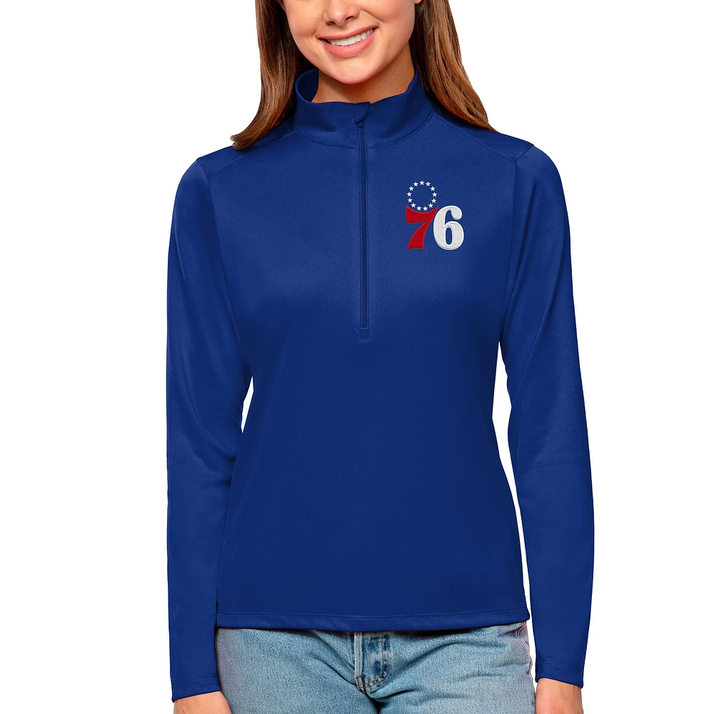 Women's Antigua Royal Philadelphia 76ers Tribute Half-Zip Top