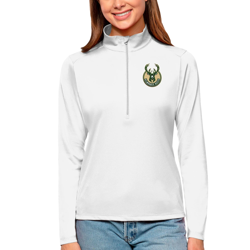 Women's Antigua Milwaukee Bucks Tribute Half-Zip Top