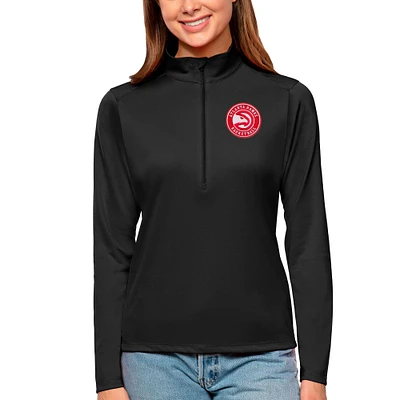 Women's Antigua Black Atlanta Hawks Tribute Half-Zip Top
