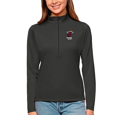 Women's Antigua Charcoal Miami Heat Tribute Half-Zip Top