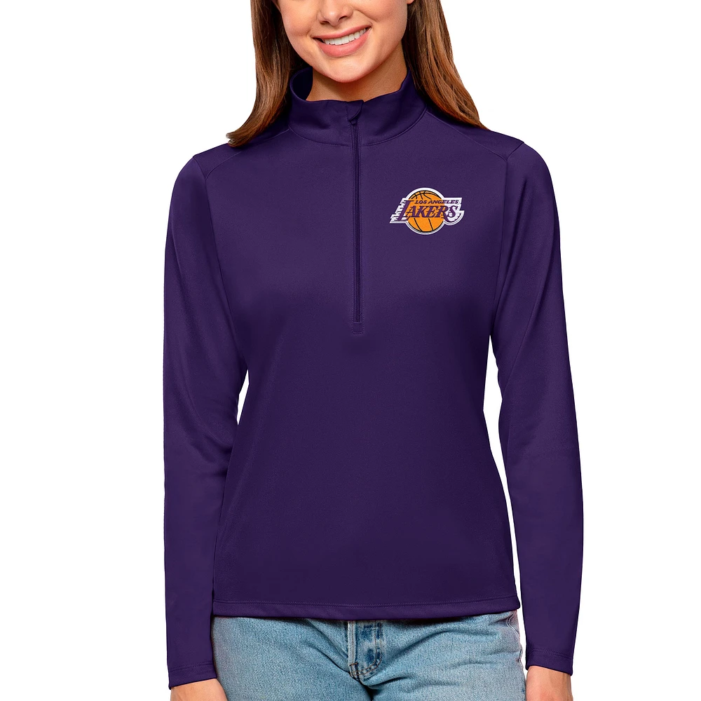 Women's Antigua Purple Los Angeles Lakers Tribute Half-Zip Top