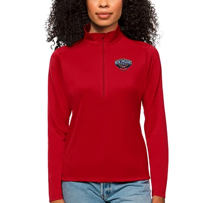 Women's Antigua Red New Orleans Pelicans Tribute Half-Zip Top