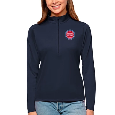 Women's Antigua Navy Detroit Pistons Tribute Half-Zip Top