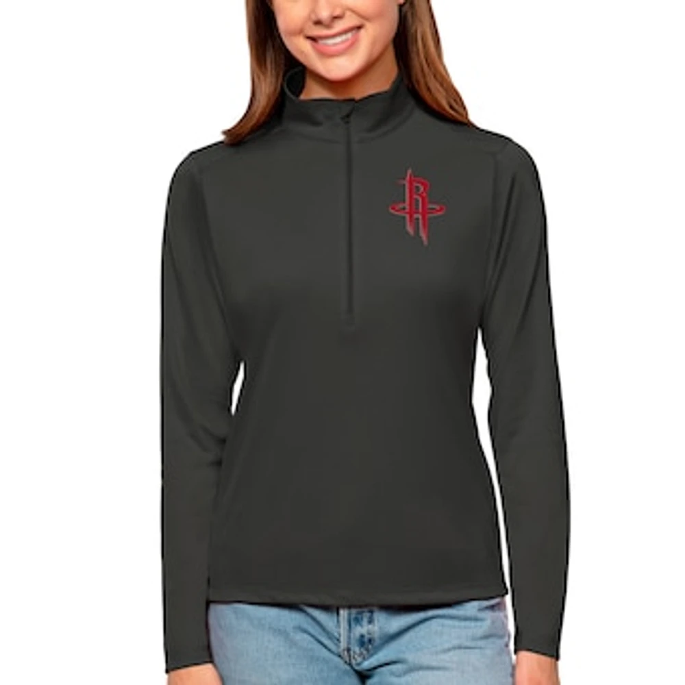 Women's Antigua Charcoal Houston Rockets Tribute Half-Zip Top