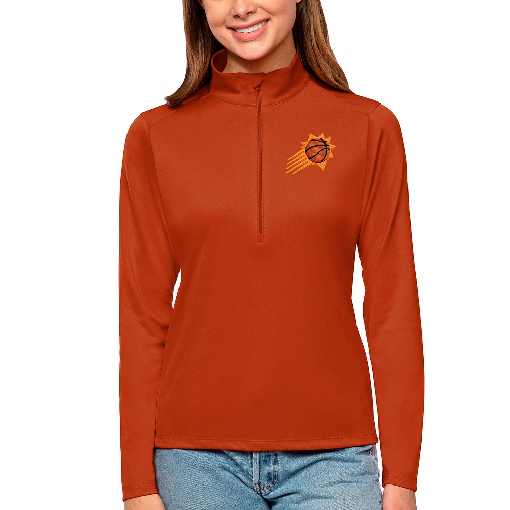 Women's Antigua Orange Phoenix Suns Team Tribute Half-Zip Top