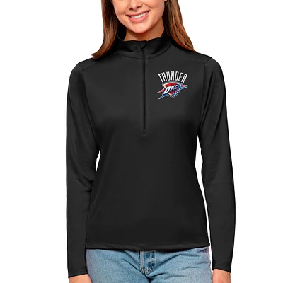 Women's Antigua Black Oklahoma City Thunder Tribute Half-Zip Top