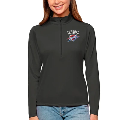 Women's Antigua Charcoal Oklahoma City Thunder Tribute Half-Zip Top