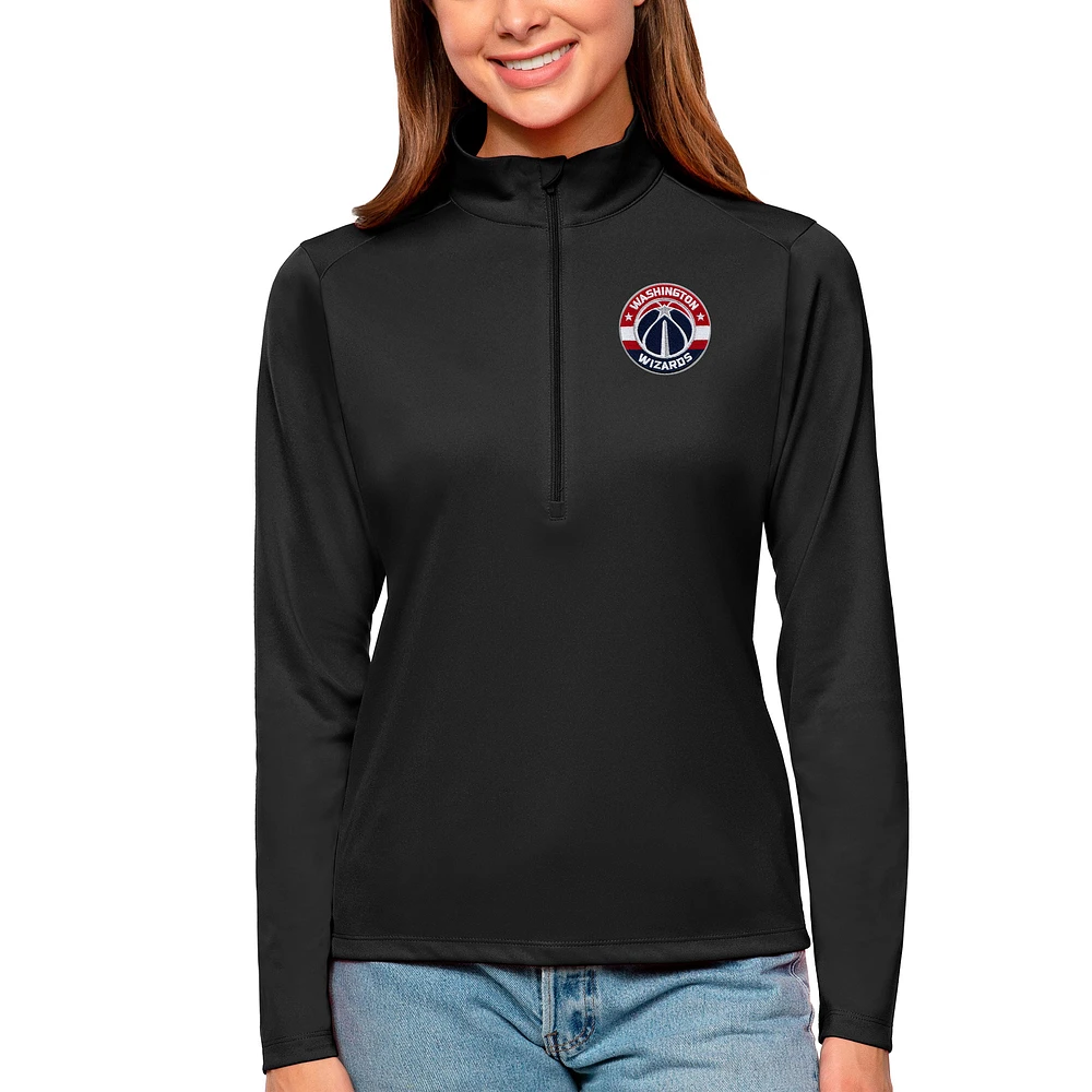 Women's Antigua Black Washington Wizards Tribute Half-Zip Top