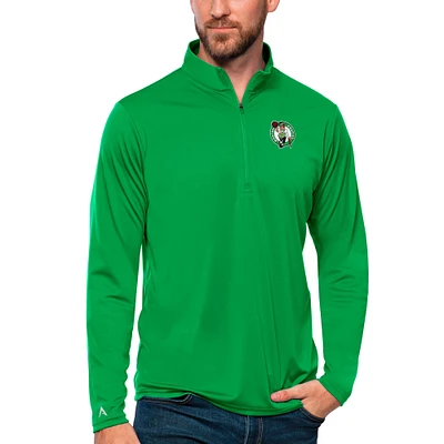 Men's Antigua Kelly Green Boston Celtics Tribute Quarter-Zip Pullover Top