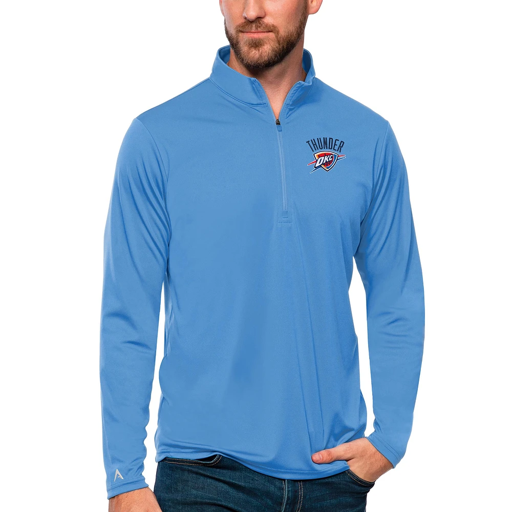 Men's Antigua Blue Oklahoma City Thunder Tribute Quarter-Zip Pullover Top