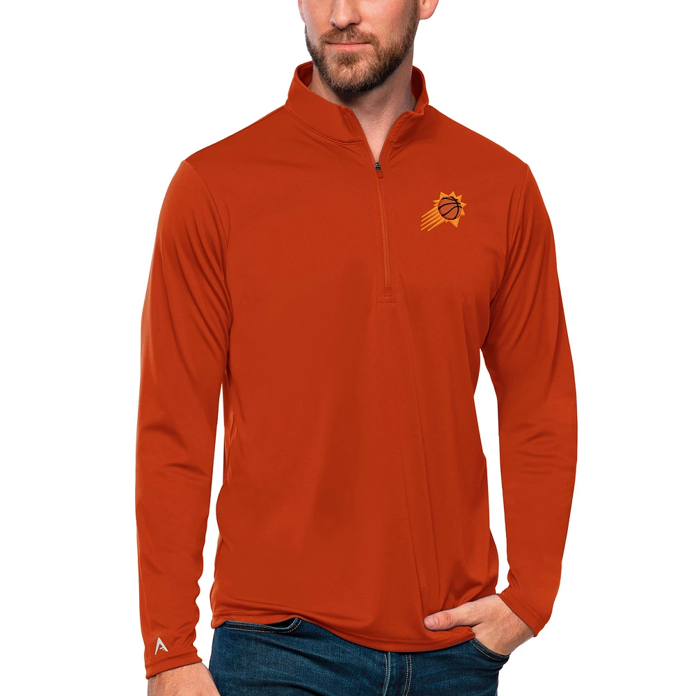 Men's Antigua Orange Phoenix Suns Team Tribute Quarter-Zip Pullover Top