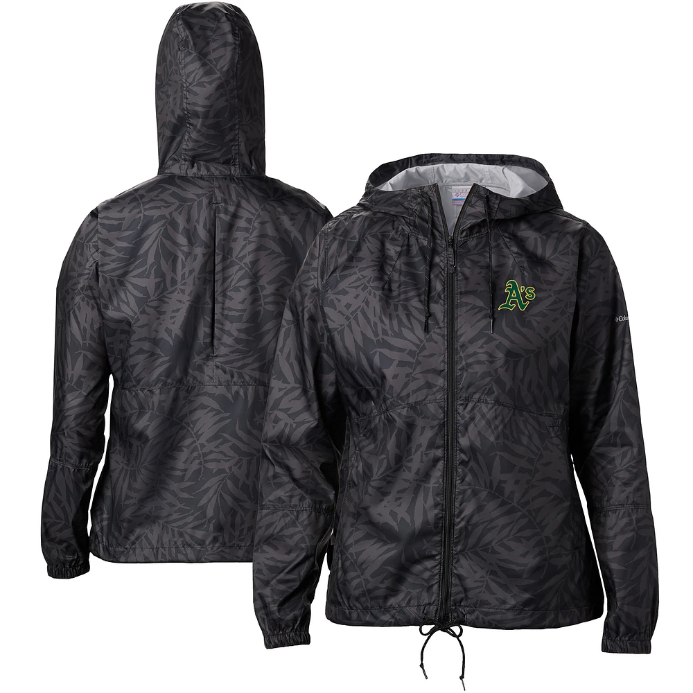 Women's Columbia Black Athletics Flash Forward Full-Zip Windbreaker Jacket