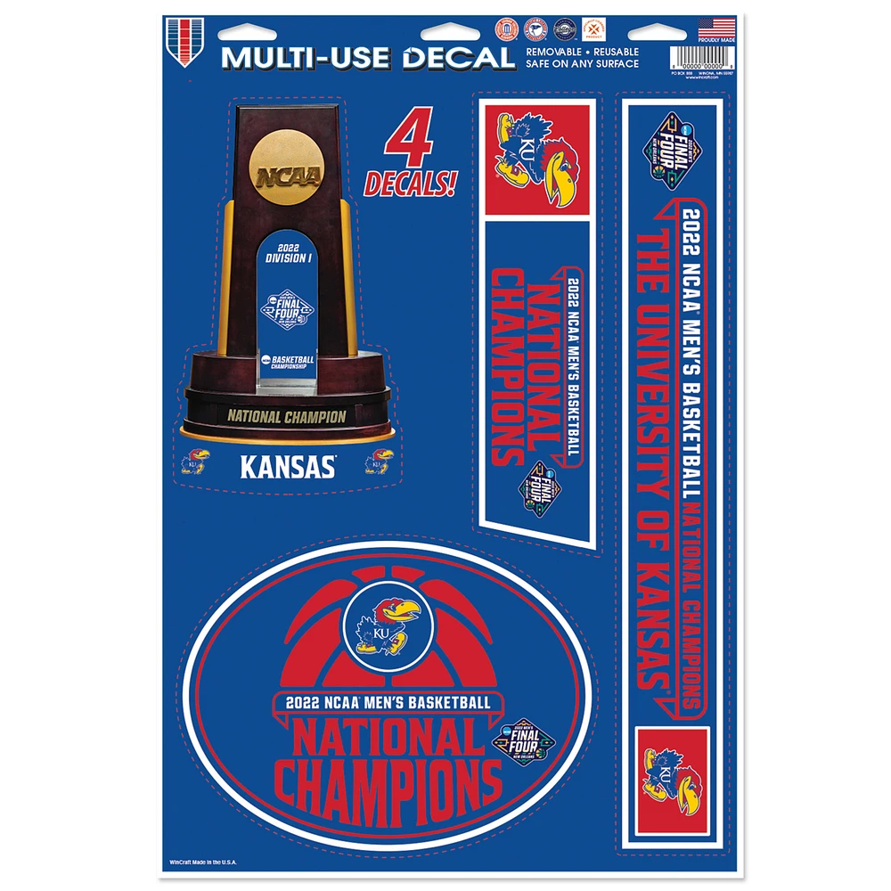 WinCraft Kansas Jayhawks 2022 NCAA Men's Basketball National Champions 11'' x 17'' Multi-Use Decal Set