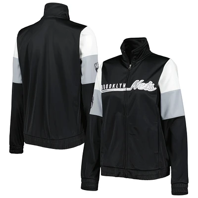 Women's G-III 4Her by Carl Banks Black Brooklyn Nets Change Up Full-Zip Track Jacket
