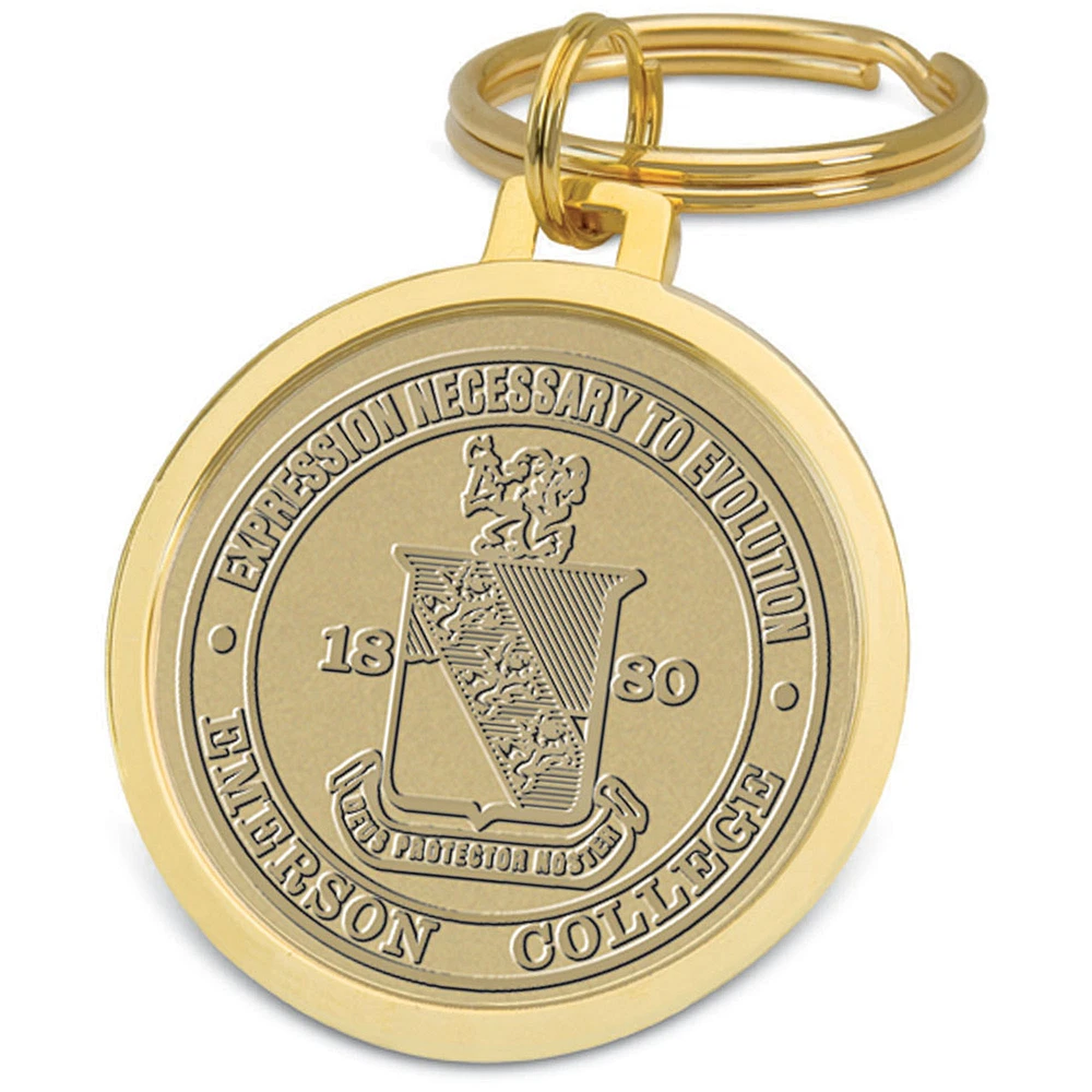 Gold Emerson College Lions Split-Wire Key Ring