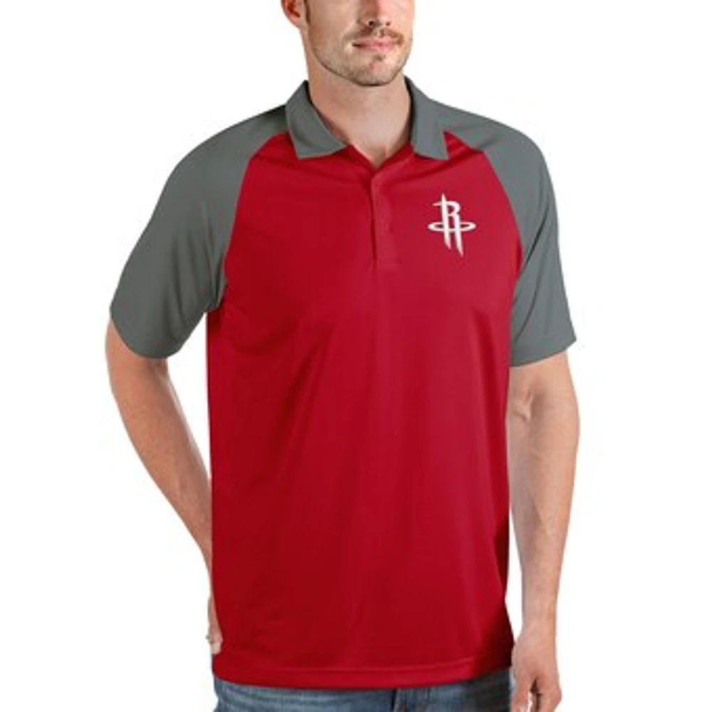 Men's Antigua Red Houston Rockets Nova Raglan Polo