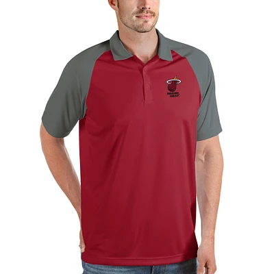 Men's Antigua Red Miami Heat Nova Raglan Polo