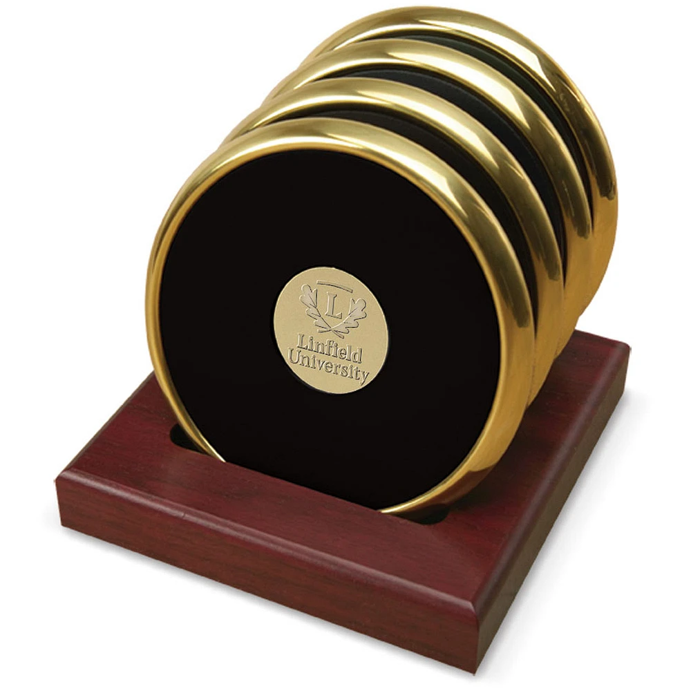 Gold Linfield Wildcats -Piece Coaster Set
