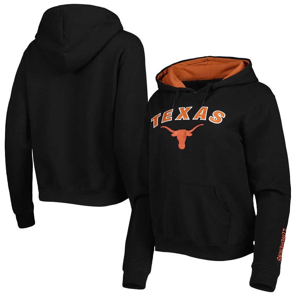 Women's Colosseum Black Texas Longhorns Arch & Logo Pullover Hoodie