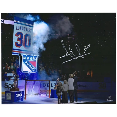 Henrik Lundqvist New York Rangers Autographed 16'' x 20'' Banner Raising Photograph