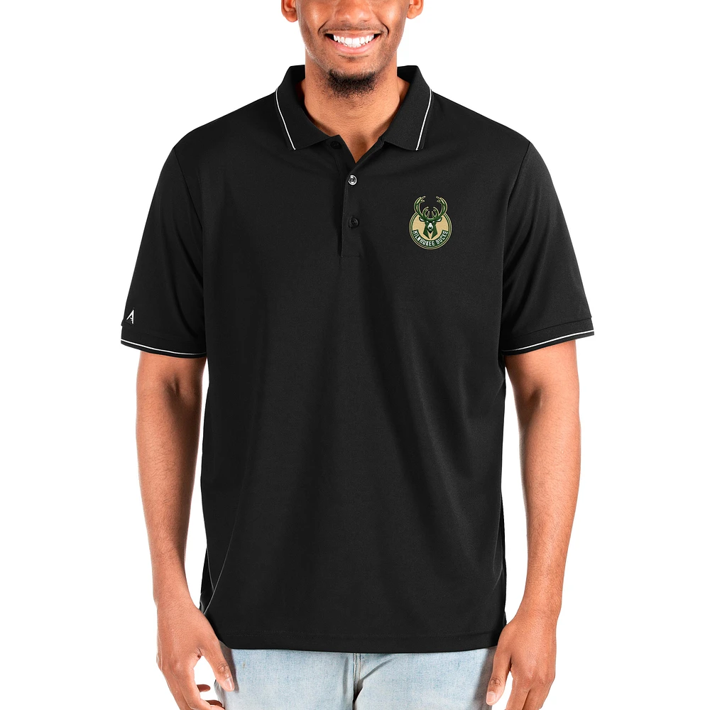 Men's Antigua Black Milwaukee Bucks Big & Tall Affluent Polo