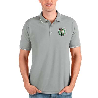 Men's Antigua Heathered Gray Boston Celtics Affluent Polo