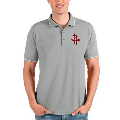 Men's Antigua Heathered Gray Houston Rockets Affluent Polo