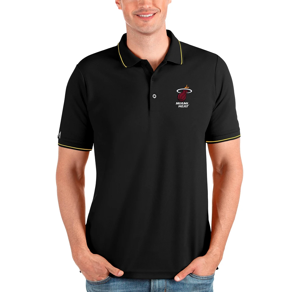 Men's Antigua Black Miami Heat Affluent Polo