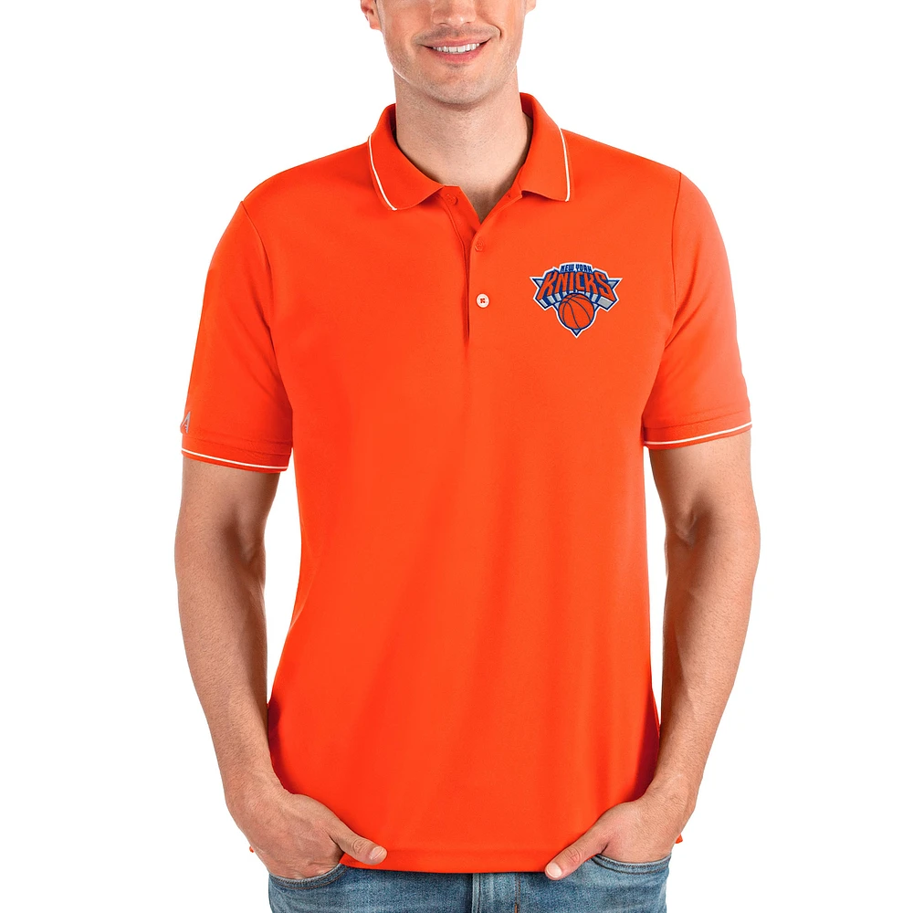 Men's Antigua Orange New York Knicks Affluent Polo