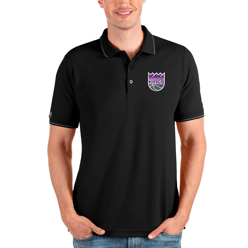 Men's Antigua Black Sacramento Kings Affluent Polo