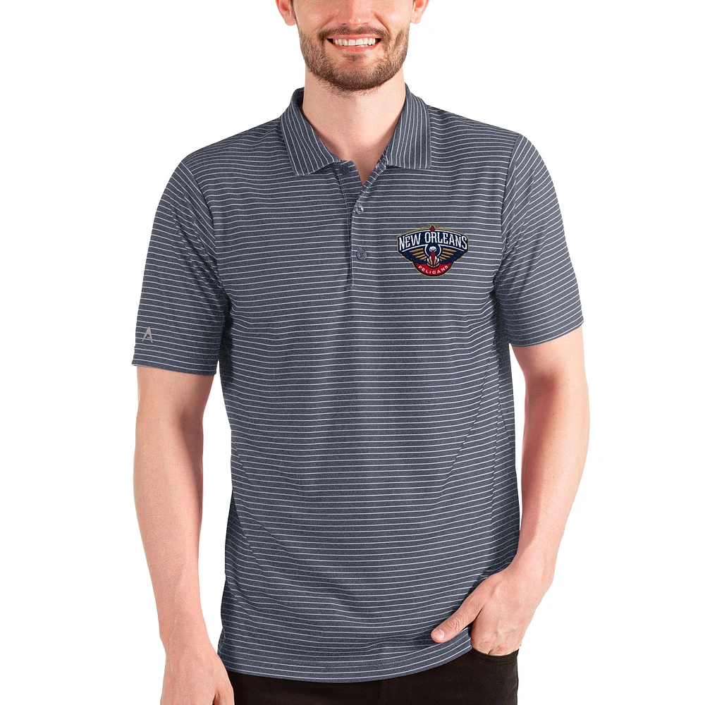 Men's Antigua Heathered Navy/White New Orleans Pelicans Esteem Polo