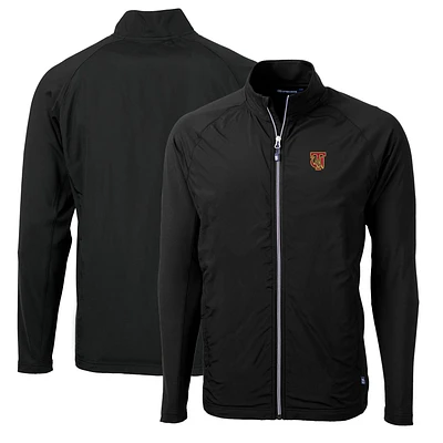 Men's Cutter & Buck Black Tuskegee Golden Tigers Big Tall Adapt Eco Knit Hybrid Recycled Full-Zip Jacket