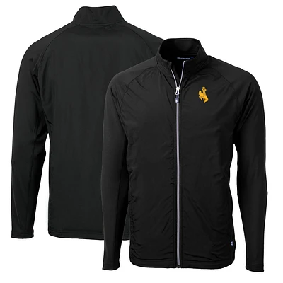 Men's Cutter & Buck Black Wyoming Cowboys Big & Tall Adapt Eco Knit Hybrid Recycled Full-Zip Jacket